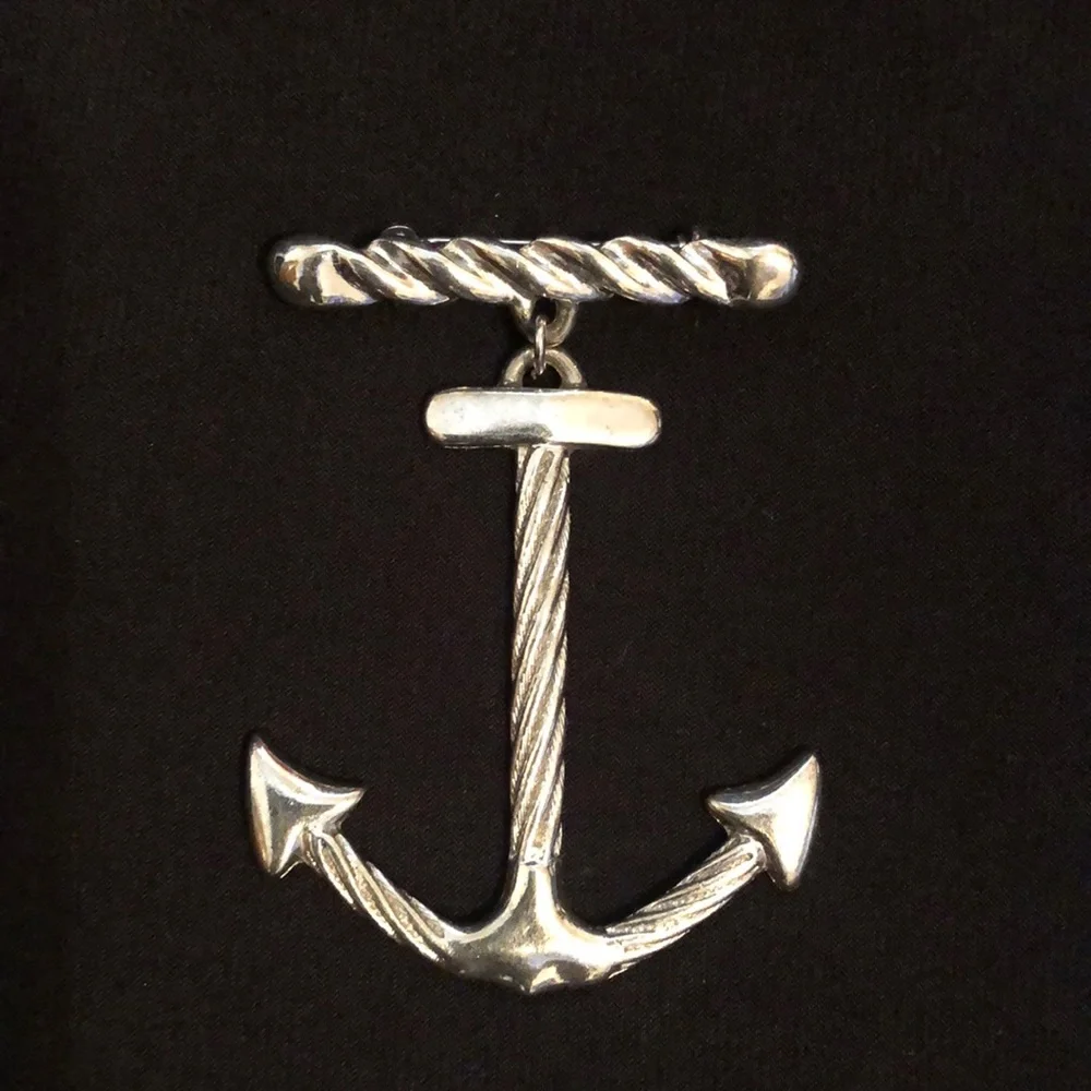 Vintage Silver Anchor Pin - Picture 2 of 4